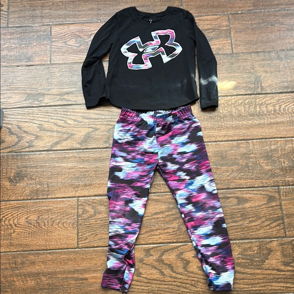 Under Armour Kids Black and Pink Leggings Set